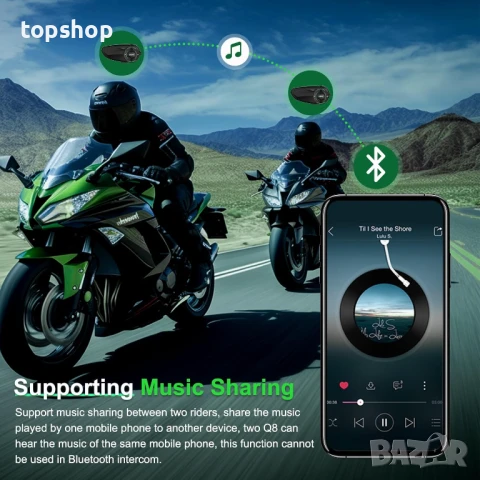 ЧИСТО НОВ, ПЕРФЕКТЕН професионален Интерком EJEAS Q8 свързване до 6 човека и обхват до 1км, снимка 8 - Аксесоари и консумативи - 50741993