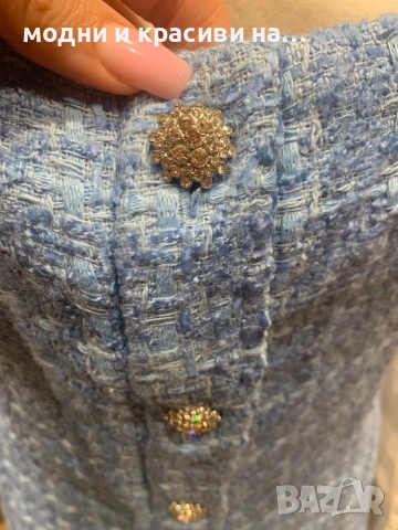 Рокля  сукман в небесносин цвят букле Zara, размер S/M, снимка 4 - Рокли - 53357546