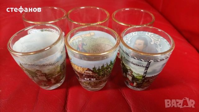 Шотчета с различни картинки на замъци, златен кант, 6 бр, снимка 3 - Чаши - 53659557