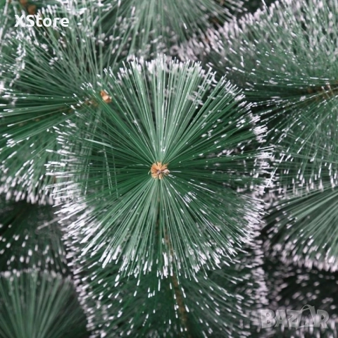 Елха - Изкуствена коледна елха с бели връхчета и метална стойка, снимка 5 - Декорация за дома - 52112022