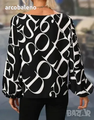 Дамска ризка с балонен ръкав с едно рамо, 7цвята, снимка 3 - Ризи - 40171643