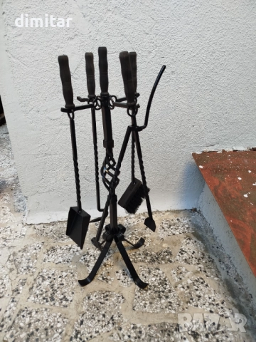 Комплект аксесоари за камина 4 в 1 от ковано желязо - 83 см, снимка 2 - Камини - 52547560