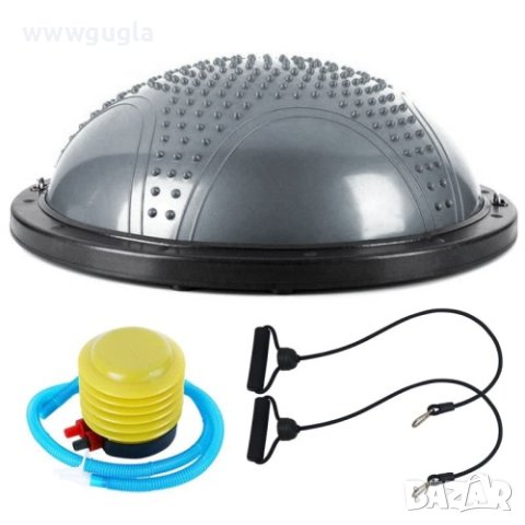 Полутопка за баланс BOSU BALL, 58.5 см, с твърда основа и ластиции, снимка 2 - Фитнес уреди - 41352221