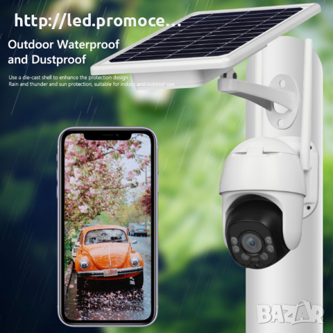 Слънчева WIFI камера за видеонаблюдение Поддръжка на TF карта Батерия Мощност 1080P , снимка 4 - IP камери - 36156961