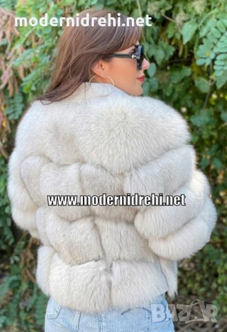 Луксозно дамско палто естествен косъм лисица и естествена кожа код 57, снимка 2 - Якета - 33846481