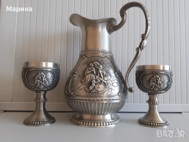 Комплект за вино от калай Antik*Vintage#69, снимка 2 - Антикварни и старинни предмети - 48510676