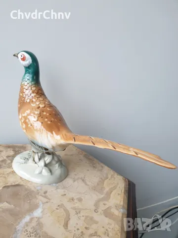 Royal Dux Bohemia статуетки 33-37-40см/Роял Дюкс Бохемия стара порцеланова фигура/папагал-фазан-слон, снимка 7 - Статуетки - 49620810