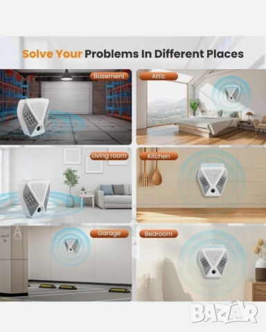 Ултразвуков репелент за вредители, електронен репелент за мишки, паяци, комари, снимка 2 - Друга електроника - 52878342