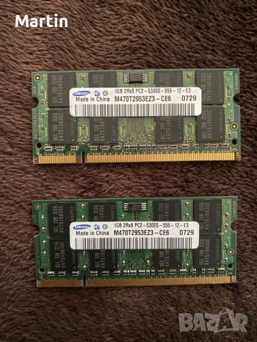Samsung RAM за лаптоп 2x1GB DDR2 667MHz Dual Channel