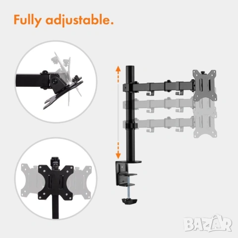 Стойка за монитор за бюро Heavy Duty Monitor Mount with Desk Clamp VONHAUS (UK), снимка 4 - Други - 53638943