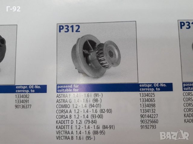 P312**NEU**HEPU** Водна помпа **OPEL**