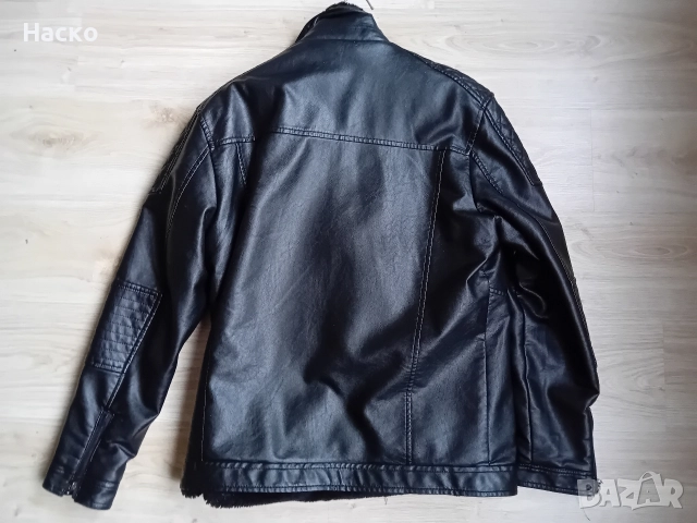 мъжко зимно кожено яке с подплата, еко кожа, изкуствена кожа, снимка 5 - Якета - 52864880