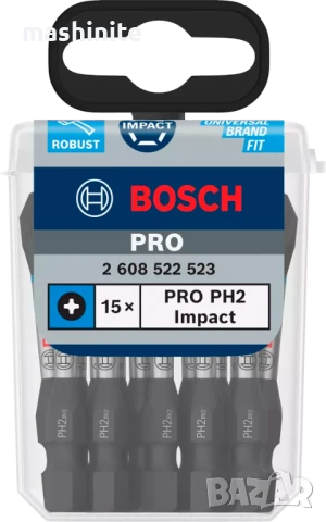 Ударен магнитен накрайник PH2, 50 mm бит PRO Phillips Impact 10 бр. Bosch, снимка 1