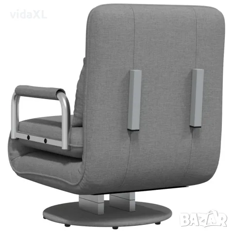 vidaXL Въртящ се разтегателен фотьойл, светлосив, текстил, снимка 7 - Дивани и мека мебел - 56146397