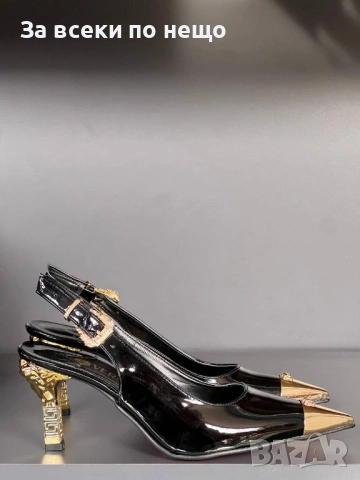 Versace Дамски Обувки С Метален Ток И Метален Детайл Версаче - 2 Цвята Код SK954, снимка 4 - Дамски обувки на ток - 53729970