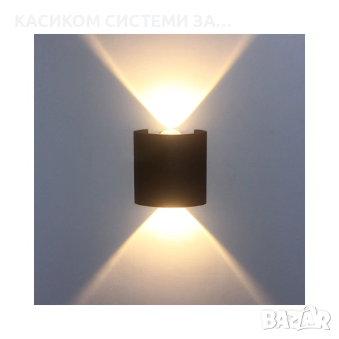 Фасадна лампа аплик , 2*1W, 4000K, IP44, Черен, снимка 2 - Външни лампи - 52409196