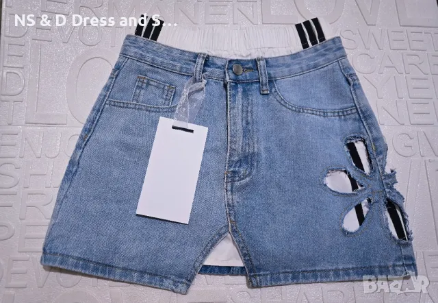 Дамска къса дънкова пола атрактивен модел , снимка 9 - Поли - 50073704