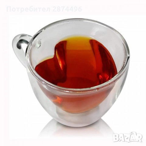 2964 Чаша СЪРЦЕ- стъклена с двойно дъно, двустенна, снимка 2 - Чаши - 35763864