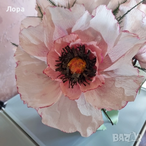 🌷 Ръчно изработена цветна аранжировка в бяло и розово от арт ателие Lollipop, снимка 11 - Декорация за дома - 52321552