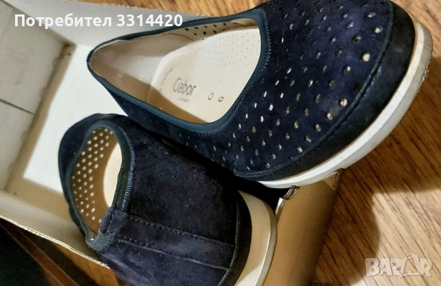 Gabor, велурени балеринки, тъмносини 39, снимка 5 - Дамски ежедневни обувки - 52283925