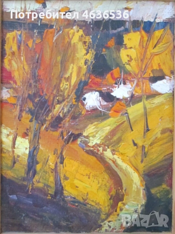 Картина масло, фазер, Хр.Павлов ,28х18см., снимка 2 - Картини - 53381997