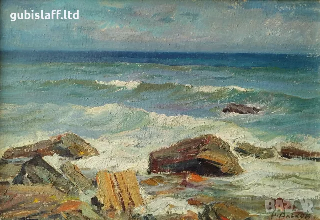 Картина, море, 1962г., худ. Н. Алеков (1922-2002), снимка 2 - Картини - 49666734