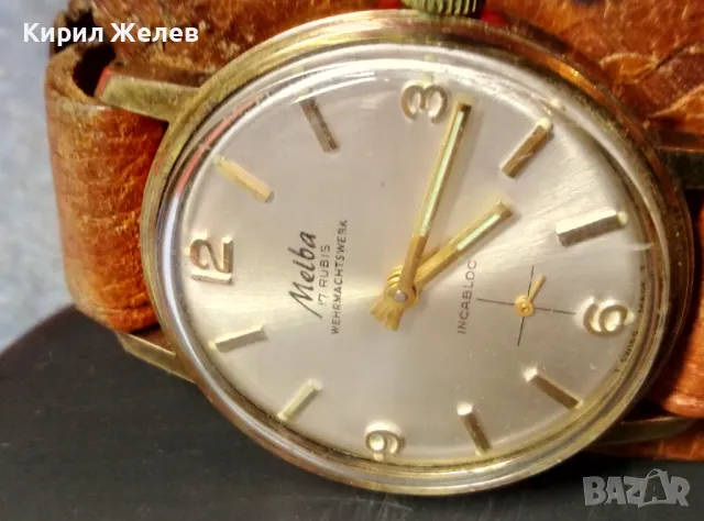 MELBA 17 RUBIS WEHRMACHTSWERK INCABLOC SWISS MADE Стар ЧАСОВНИК с 10 МИКРОНА ПОЗЛАТА РАБОТЕЩ 48698, снимка 8 - Антикварни и старинни предмети - 48074542