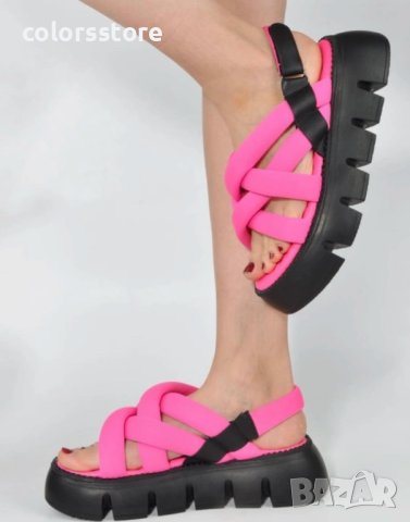 Равни сандали - циклама с черно ходило - NS90