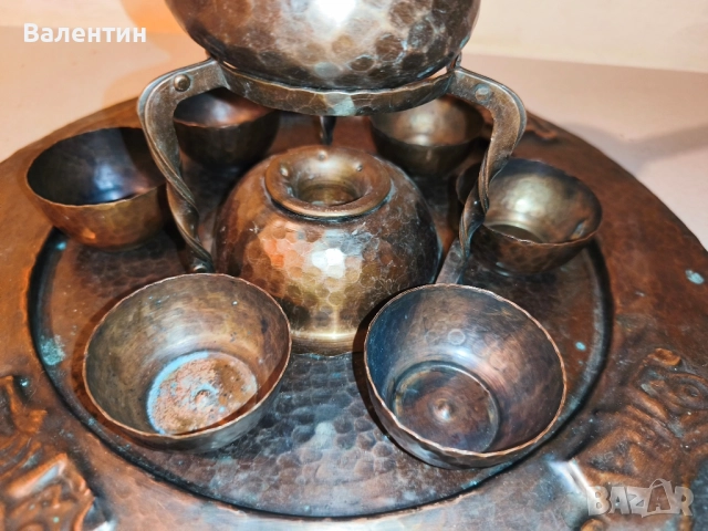 Бакърен сервиз от 10части, снимка 4 - Антикварни и старинни предмети - 52540910