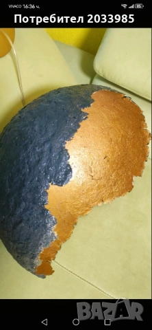 Лампа от папиамаше. , снимка 3 - Настолни лампи - 52923019