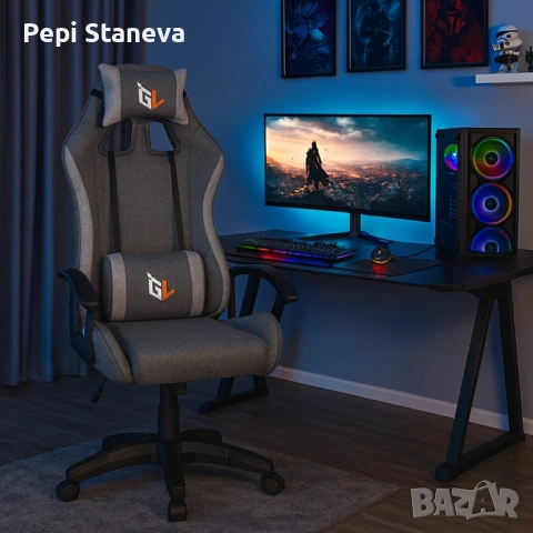 Ергономичен геймърски офис стол с лумбална и шийна опора – комфорт за игра и работа без умора, снимка 2 - Столове - 53068725