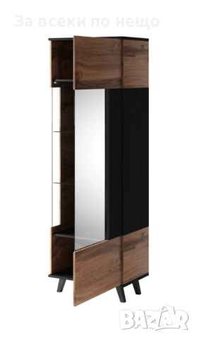 Витрина RANDOM W-1 дъб вотан/черно Код P1345, снимка 3 - Секции и витрини - 52016317