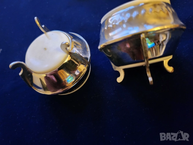 съдче за хайвер, горчица,подправки 3 броя, обков мелхиор+поднос+3 лъжички / и друг от порцелан+неръж, снимка 11 - Други ценни предмети - 51154710