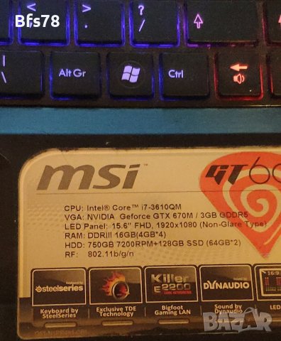 лаптоп msi GT60, снимка 2 - Лаптопи за игри - 42175807