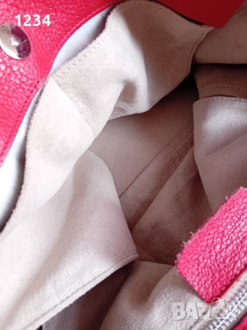 Червена италианска чанта от естествена кожа, снимка 4 - Чанти - 52985568