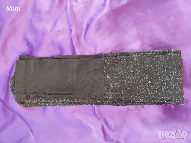 S/M Черен чорапогащник със сребрист брокат , снимка 4 - Бельо - 48373998