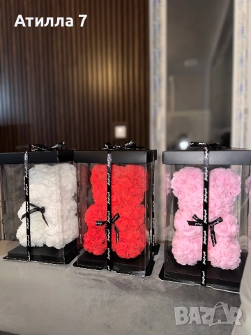 Подаръчно мече с вечни рози и елегантна панделка - идеално за празници, снимка 14 - Подаръци за жени - 52711961