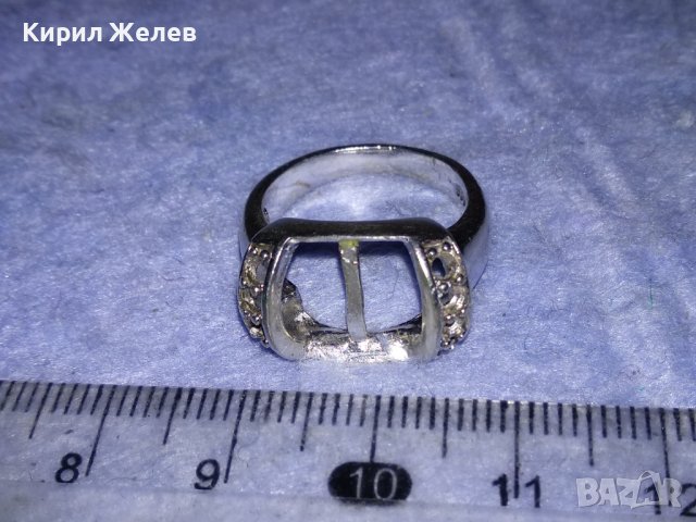 СТАР СРЕБЪРЕН ПРЪСТЕН СРЕБРО 925 с БЯЛА ПОЗЛАТА и МЯСТО За ИНКРУСТИРАНЕ на СКЪПОЦЕНЕН КАМЪК 38238, снимка 6 - Пръстени - 40932594