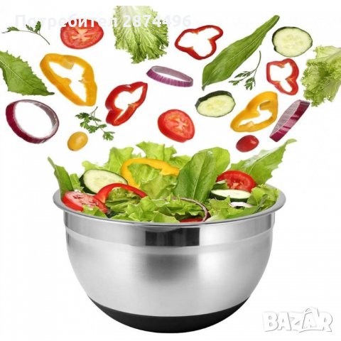 3155 Метални купи за разбъркване със силиконово дъно, снимка 8 - Съдове за готвене - 35725650