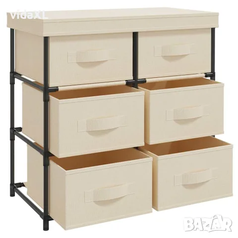 vidaXL Шкаф за съхранение с 6 чекмеджета, 55x29x55 см, кремав, стомана, снимка 5 - Шкафове - 56147138