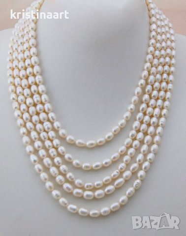 Петредов колие  от бели естествени перли