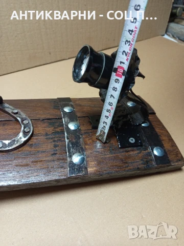 Комплект Стари Ръчно Изработени Стенни Лампи От Дъбово Буре., снимка 12 - Антикварни и старинни предмети - 50450458