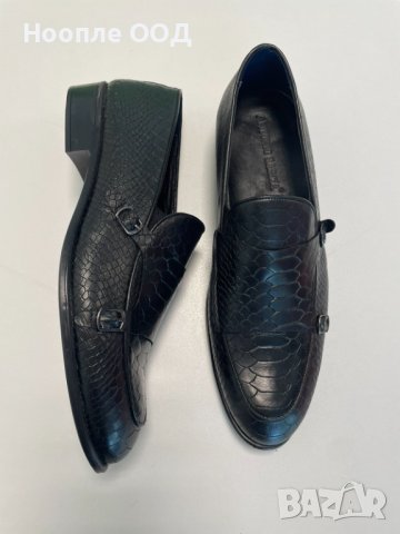 Мъжки кожени официални обувки - Черни - 45