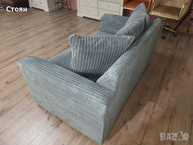 Сив диван от плат двойка, снимка 3 - Дивани и мека мебел - 53719635