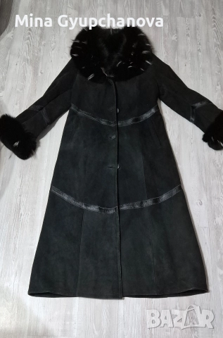 черно дълго палто животински материял
