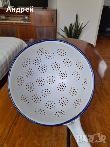 Стар емайлиран гевгир,цедка #4, снимка 2 - Други ценни предмети - 41964973