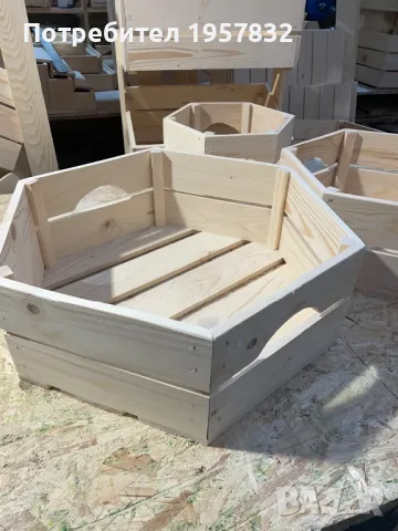 Дървена декоративна Щайга/Хексагон/шестоъгълник, снимка 8 - Оборудване за магазин - 48923019