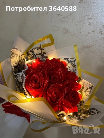 Сатенени рози, снимка 4 - Изкуствени цветя - 53020179