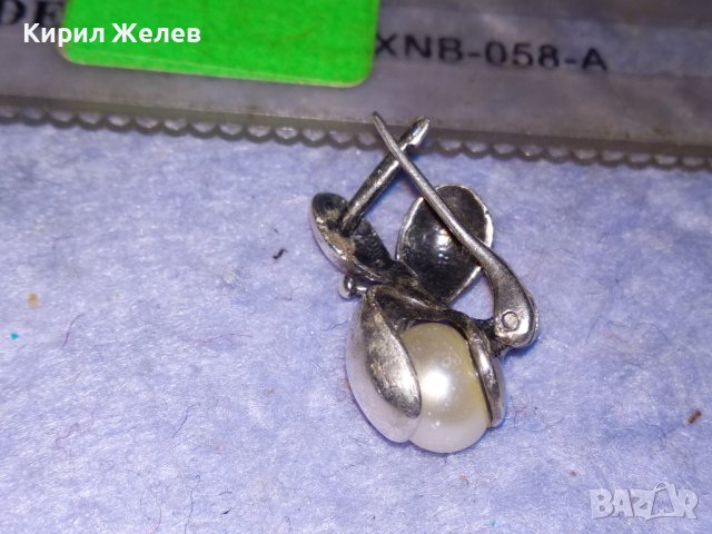 ПЕРЛЕНА АНГЛИЙСКА СРЕБЪРНА ВИНТИДЖ ОБЕЦА СРЕБРО 925 с ЕСТЕСТВЕНА БЯЛА ПЕРЛА ЮВЕЛИРНА ИЗРАБОТКА 38140, снимка 6 - Обеци - 40940700