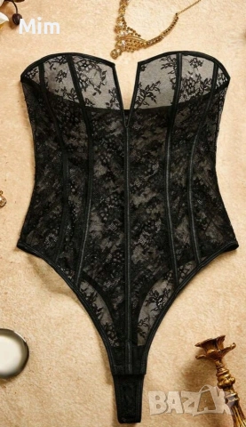 4XL Черен дантелен корсет / боди /, снимка 4 - Корсети, бюстиета, топове - 53577959